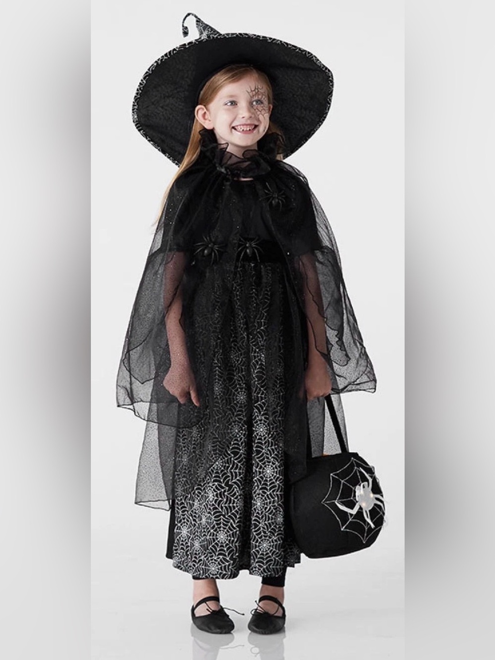 Pottery Barn Kids Halloween Costume Witch Glow in the Dark SZ 4/6 **no hat**